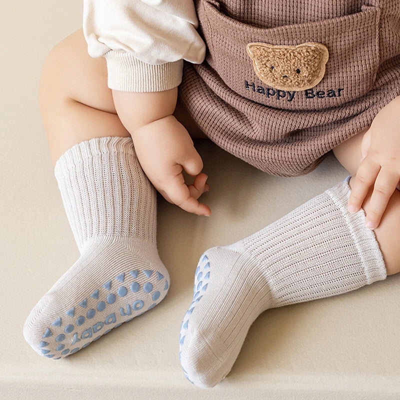3 Pairs Newborn Floor Socks Anti Slip Trampoline Toddler Socks Indoor Walking Solid Color Kids Floor Socks For Boys And Girls