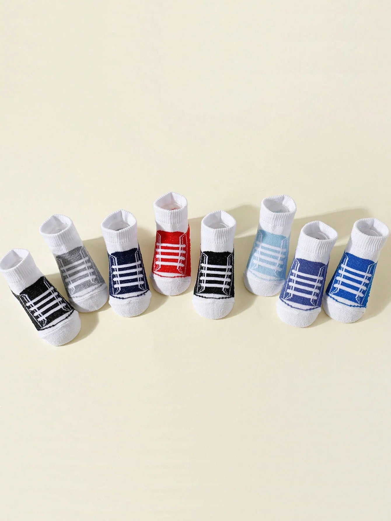 8 Pairs of Baby Boys Sporty Short Socks, Fashion Soft Breathable Two-Piece Set (Fake) Short Socks for 0-12 Months Newborn Infant